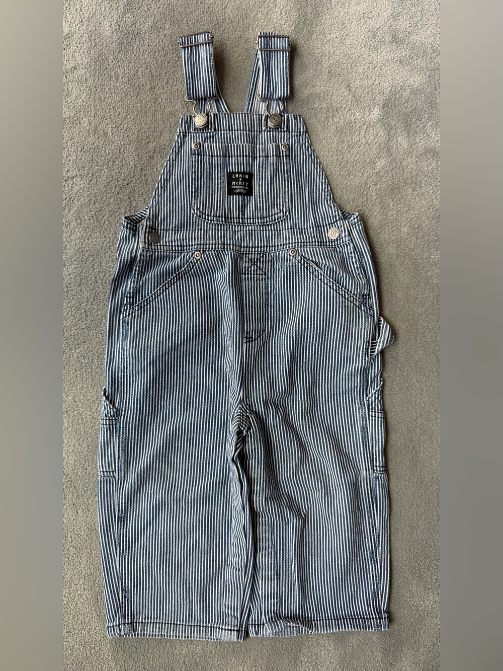 Lakin McKey Kids Classic Railroad Stripe Denim Overalls